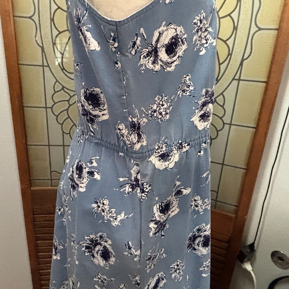 Vintage S.L. Petites Chic Chambray Floral Print Knee Length Dress Size 14 - Picture 9 of 15